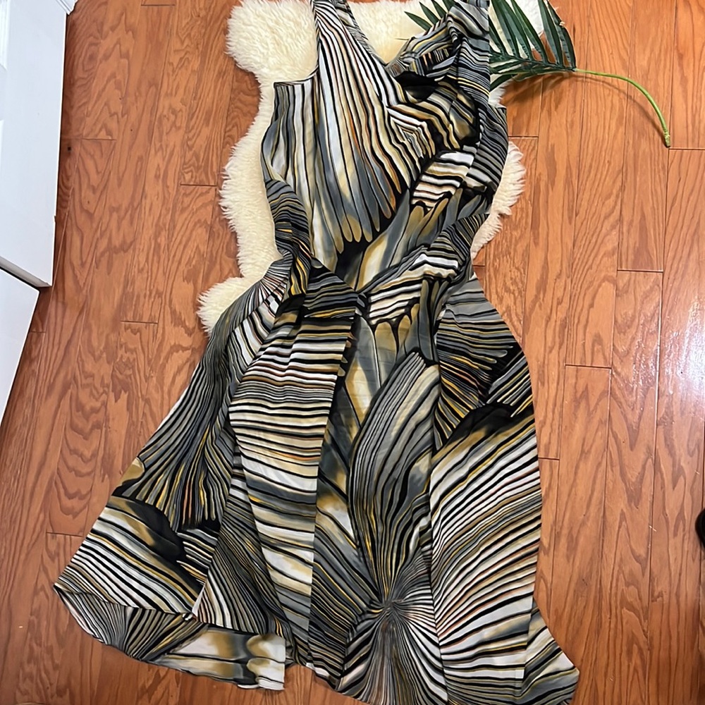 Sheer Draped Front Maxi Dress/ Great Colors & Pattern / Size XXL